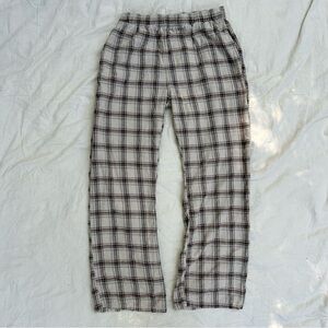Brandy Melville Tan Plaid Pants, Soft Loungewear Trousers Pajama Pants